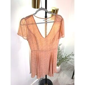 Kimchi Blue Urban Outfitters mini peach flutter sleeve floral 10 med summer euc